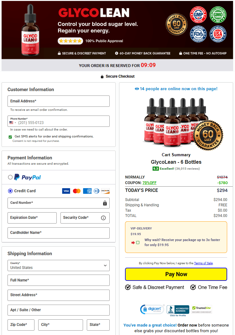 GlycoLean order page